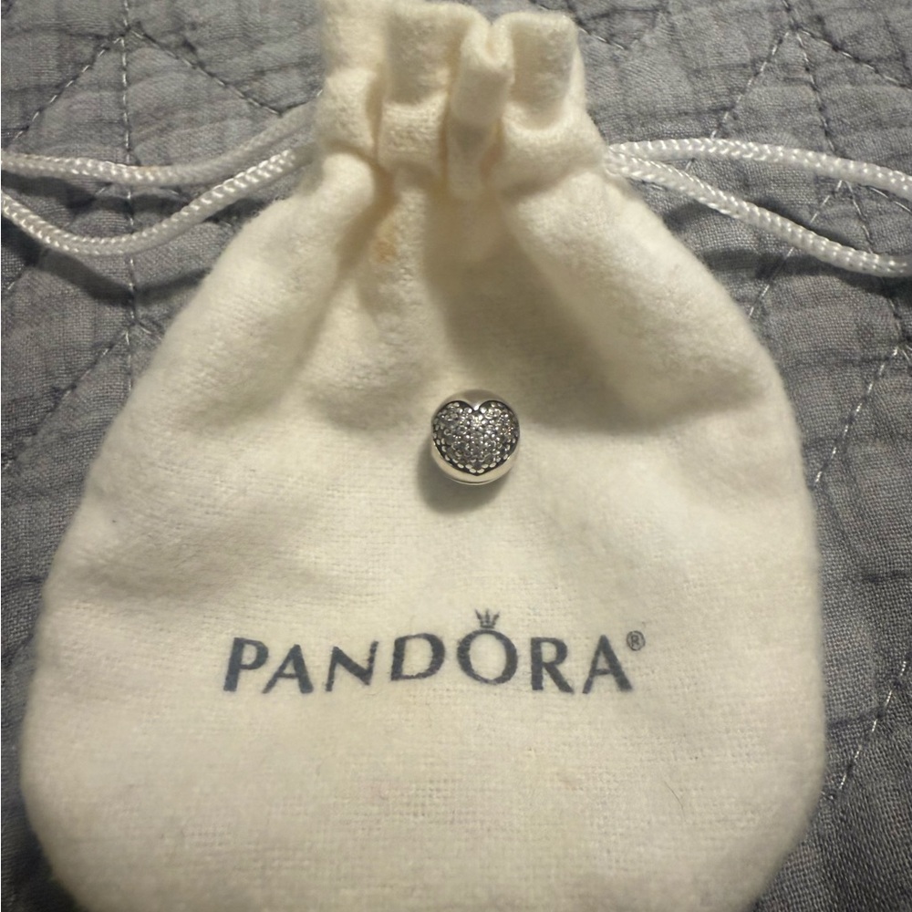 Pandora Silver Heart clip Charm with Sparkling Details